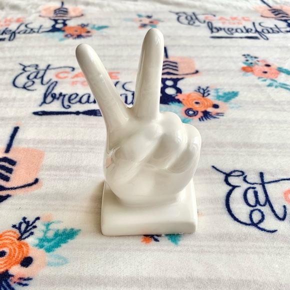Other - ✌🏼 Ceramic White Peace Sign Hand Home Accent ✌🏼